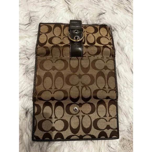 Women's Coach Brown & Beige Signature Canvas Wallet One Size - Picture 11 of 11